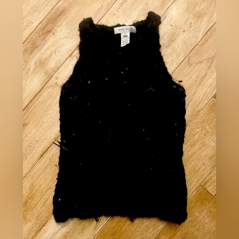 NINE West Knit tank with Ribbon Embellishments